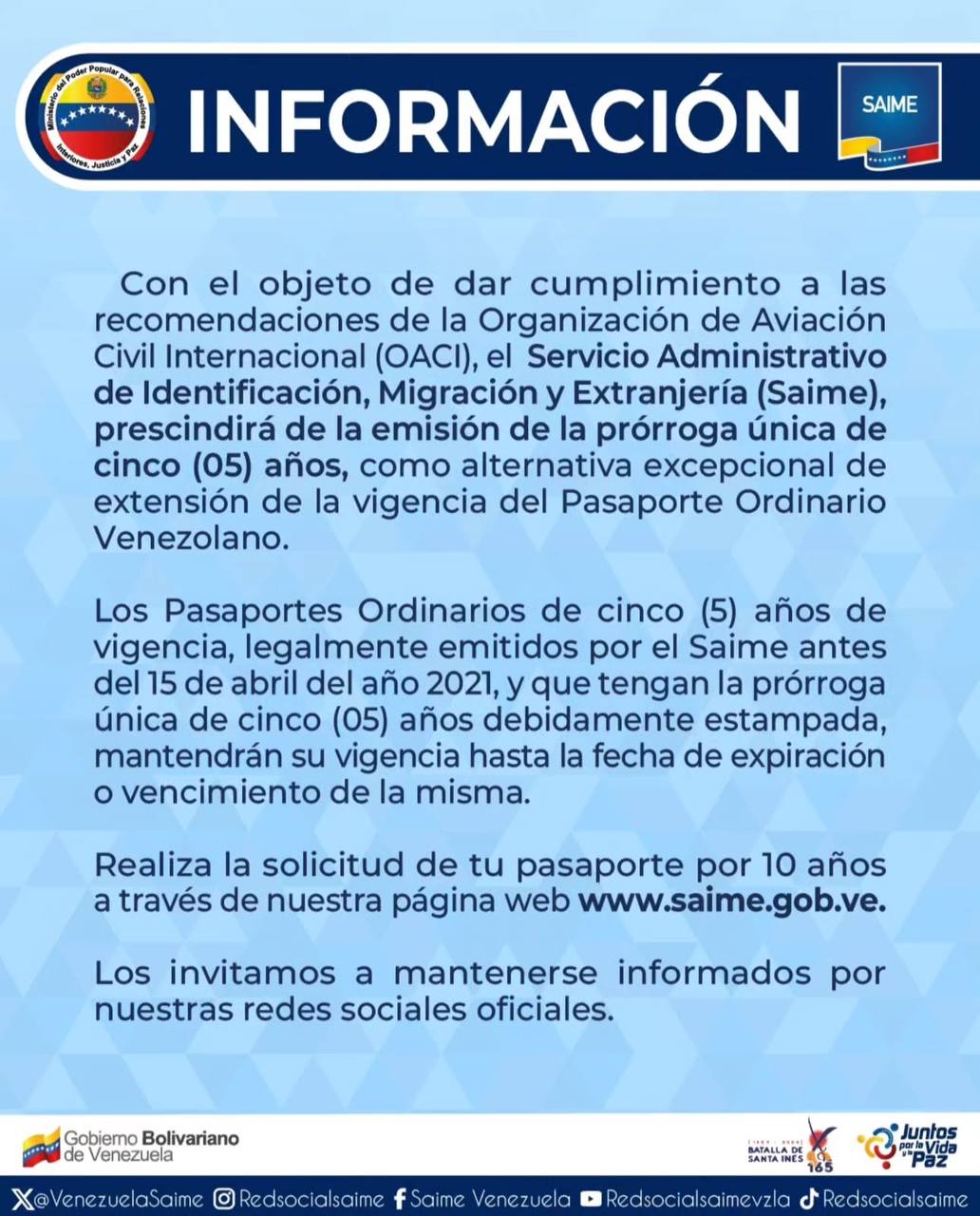 Prorrogas SAIME